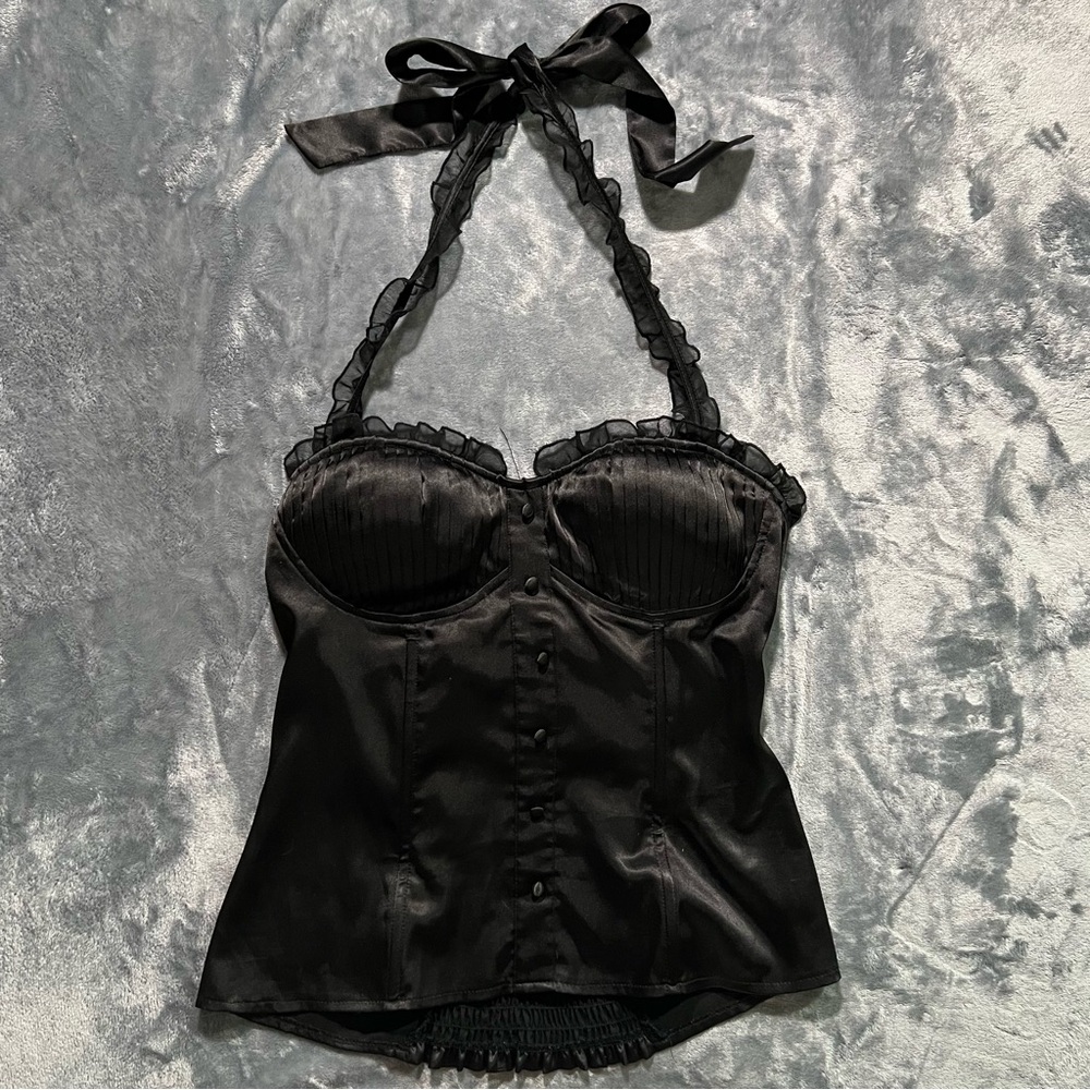 Black Satin Bustier Top